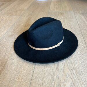 Tentree Wool Full Brimmed Felt Black Fedora Hat